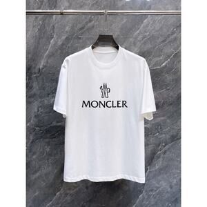 Moncler Men's and Women's crew neck white short sleeve T-shirt